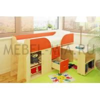 Детская кровать Орбита-10 с выдв столом, (корпус дуб кремона/фасад оранж)