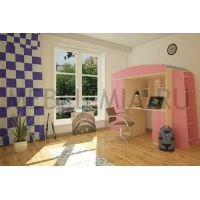 Кровать-чердак Орбита-8 Дуб кремона/розовый - детская мебель, сп место 190*80