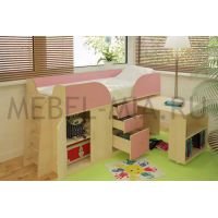 Детская кровать Орбита-10 с выдв столом Дуб кремона/розовый