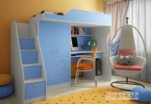 Детская мебель Фанки Кидз 4 - кровать чердак с рабочей зоной, спальное место 190х80