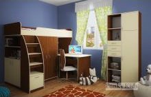 Детская спальня Фанки Кидз -18 - кровать чердак с рабочей зоной, спальное место 190*80