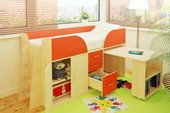 Кровать чердак Орбита-10 - детская мебель с выдвижным столом, спальное место 190х80